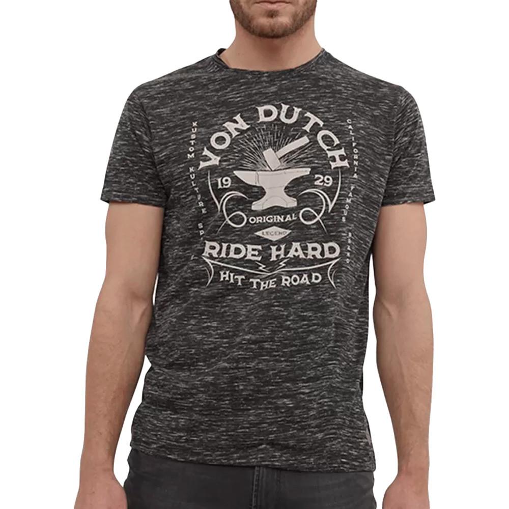 T-shirt Noir Chiné Homme Von Dutch HIT pas cher