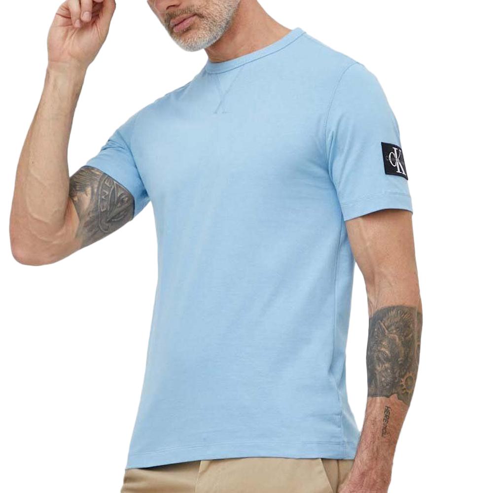 T-shirt Bleu Clair Homme Calvin Klein Jeans Badge pas cher