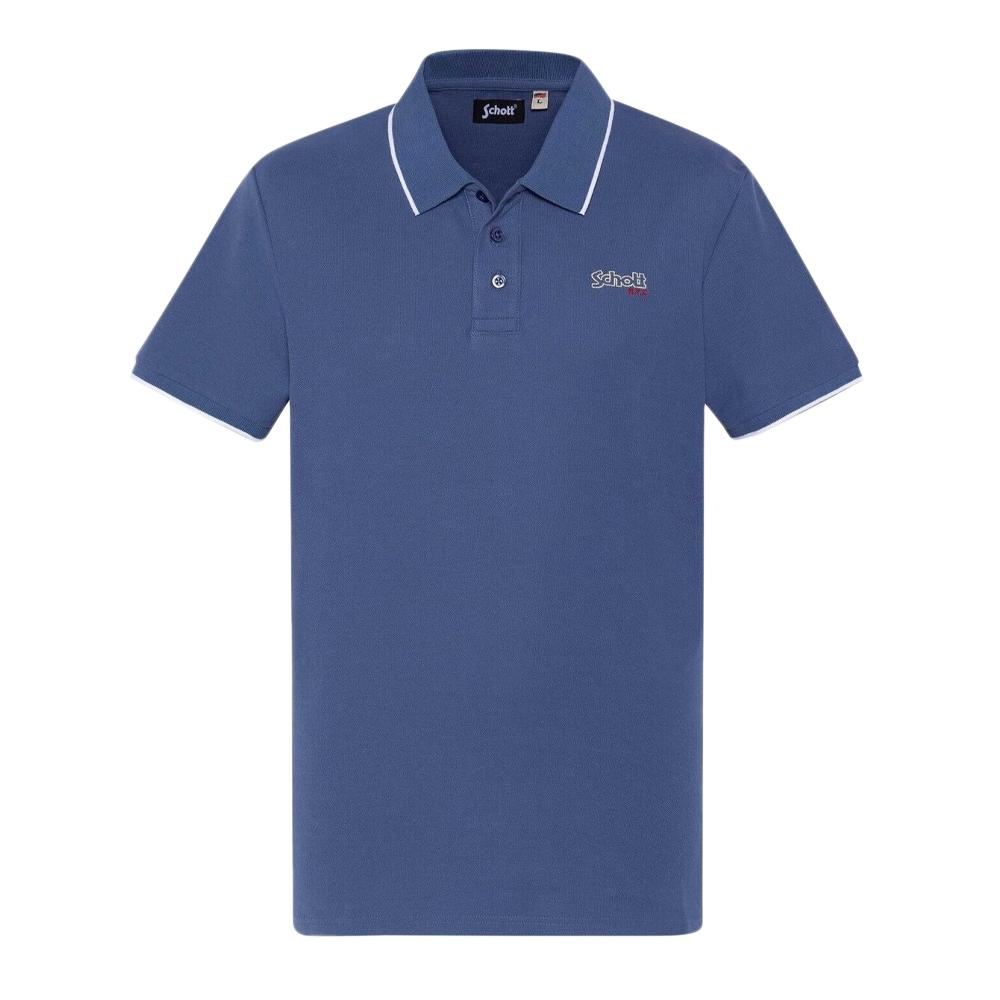 Polo Bleu Homme Schott PAUL pas cher