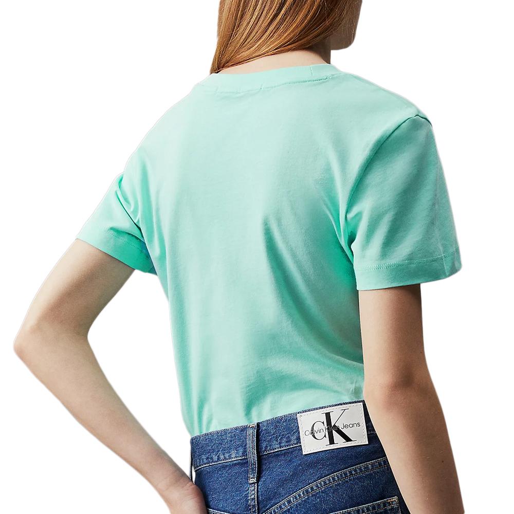 T-shirt Bleu Femme Calvin Klein Jeans Monologo Slim vue 2