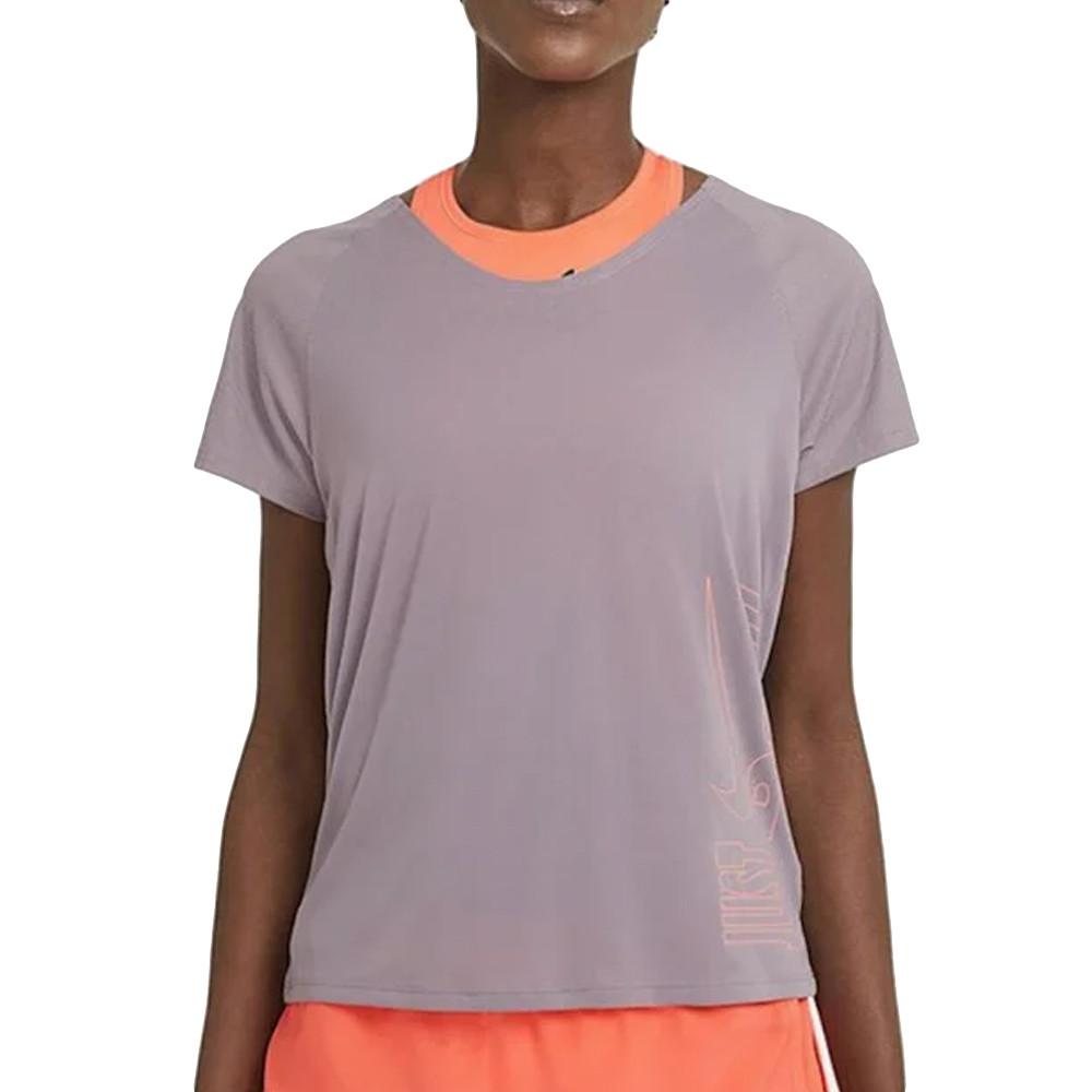 T-shirt Mauve Femme Nike Clash Miler pas cher