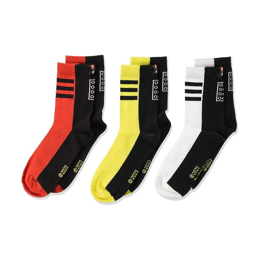 3X Paire de Chaussettes Noires/Jaunes/Rouges Garçon Adidas Axlego pas cher