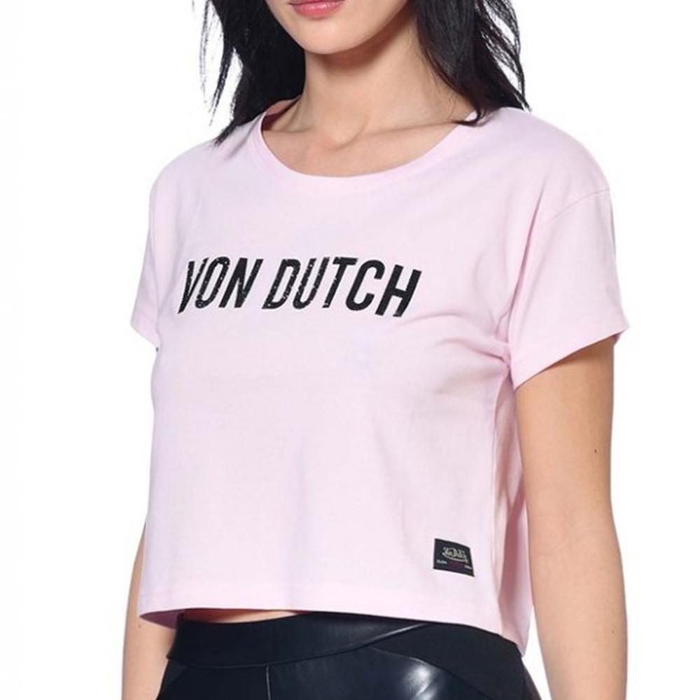 T-shirt Rose Femme Von Dutch Strass pas cher