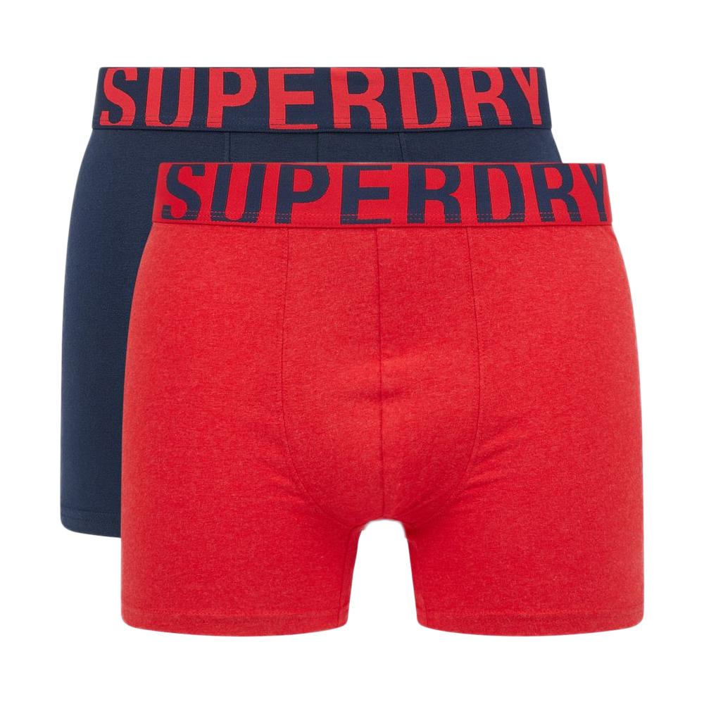 x2 Boxers Rouge/Marine Homme Superdry M3110340A pas cher