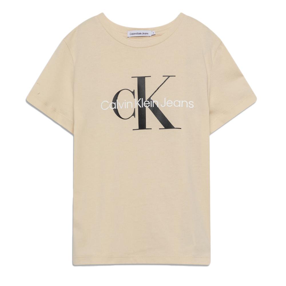 T-shirt Beige Garçon Calvin Klein Jeans Monogram pas cher