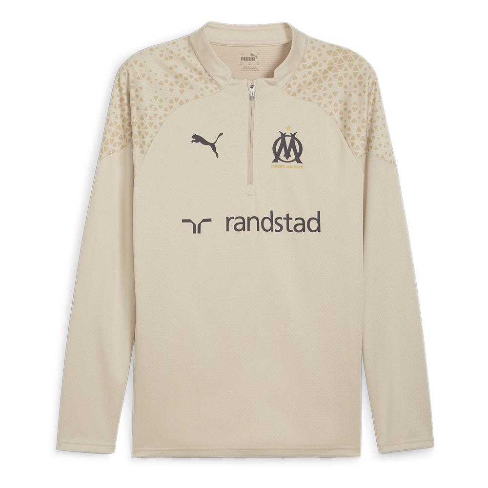 OM Sweat 1/4 zip Beige Homme Puma 2023/2024 pas cher