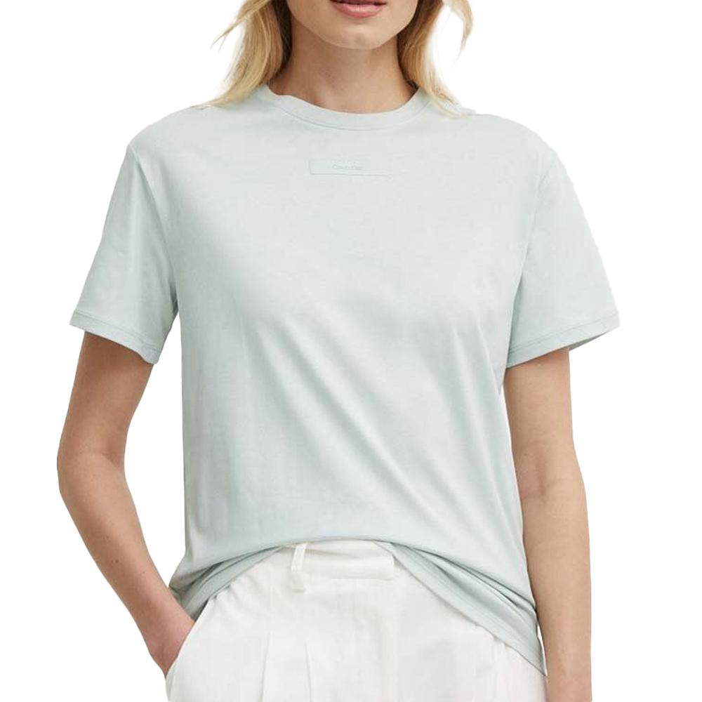 T-shirt Vert Femme Calvin Klein Micro Logo pas cher