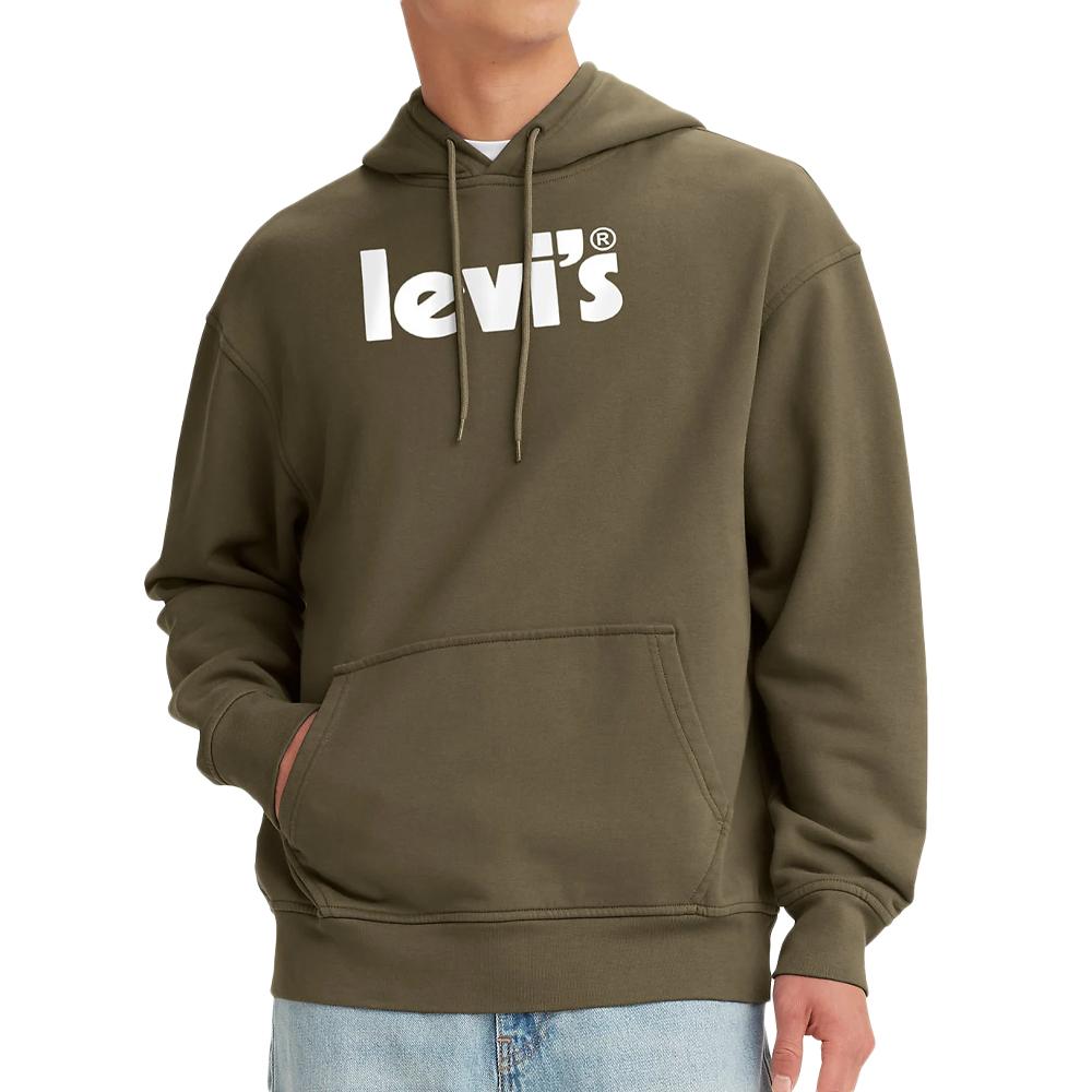 Sweat à Capuche Kaki Homme Levi's fleece 384790 pas cher