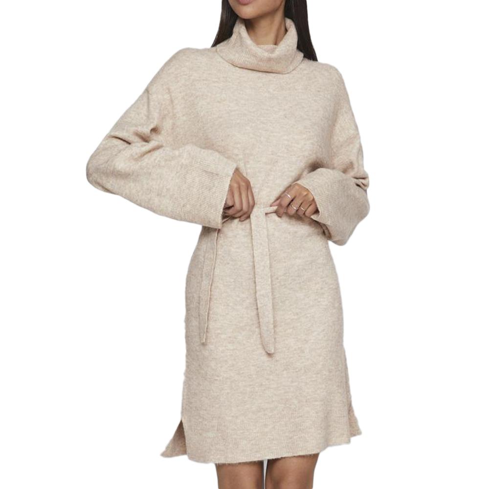 Robe Pull Beige Femme Vila Rollneck pas cher