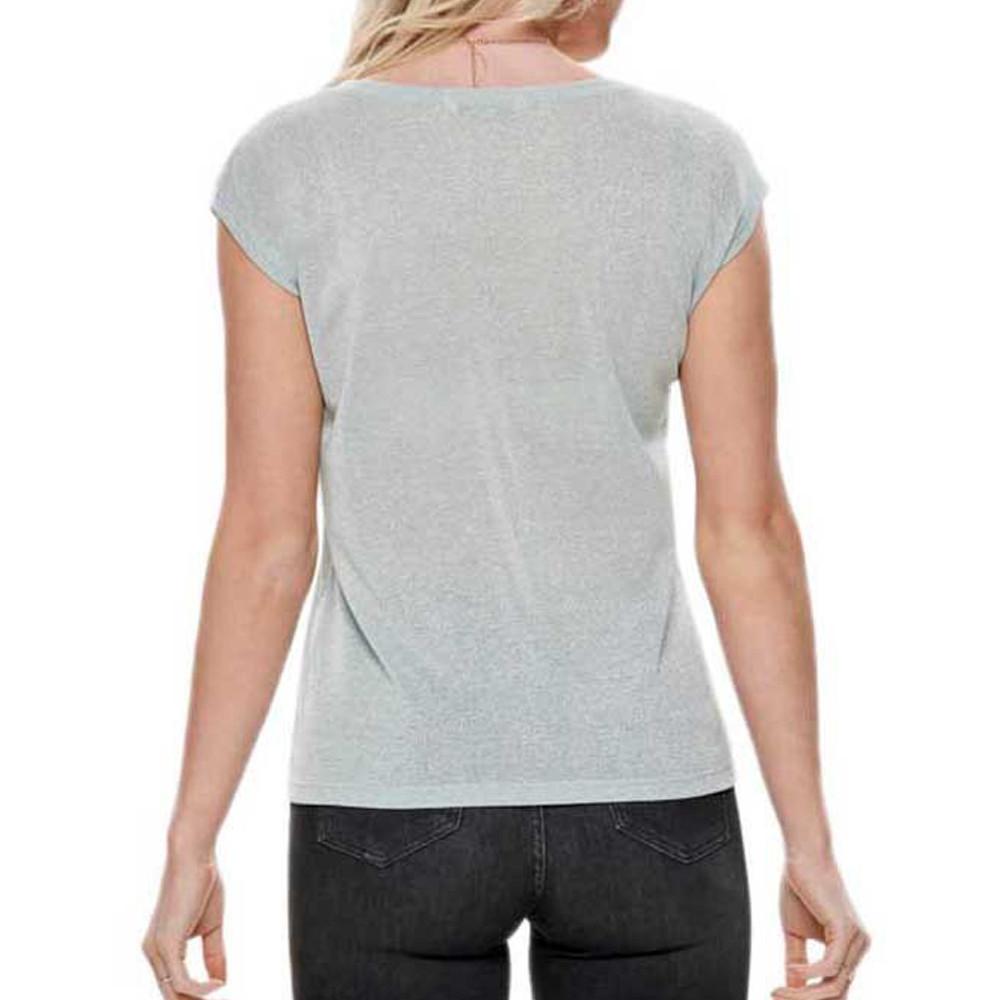 T-shirt Bleu Brillant Femme Only Silvery vue 2