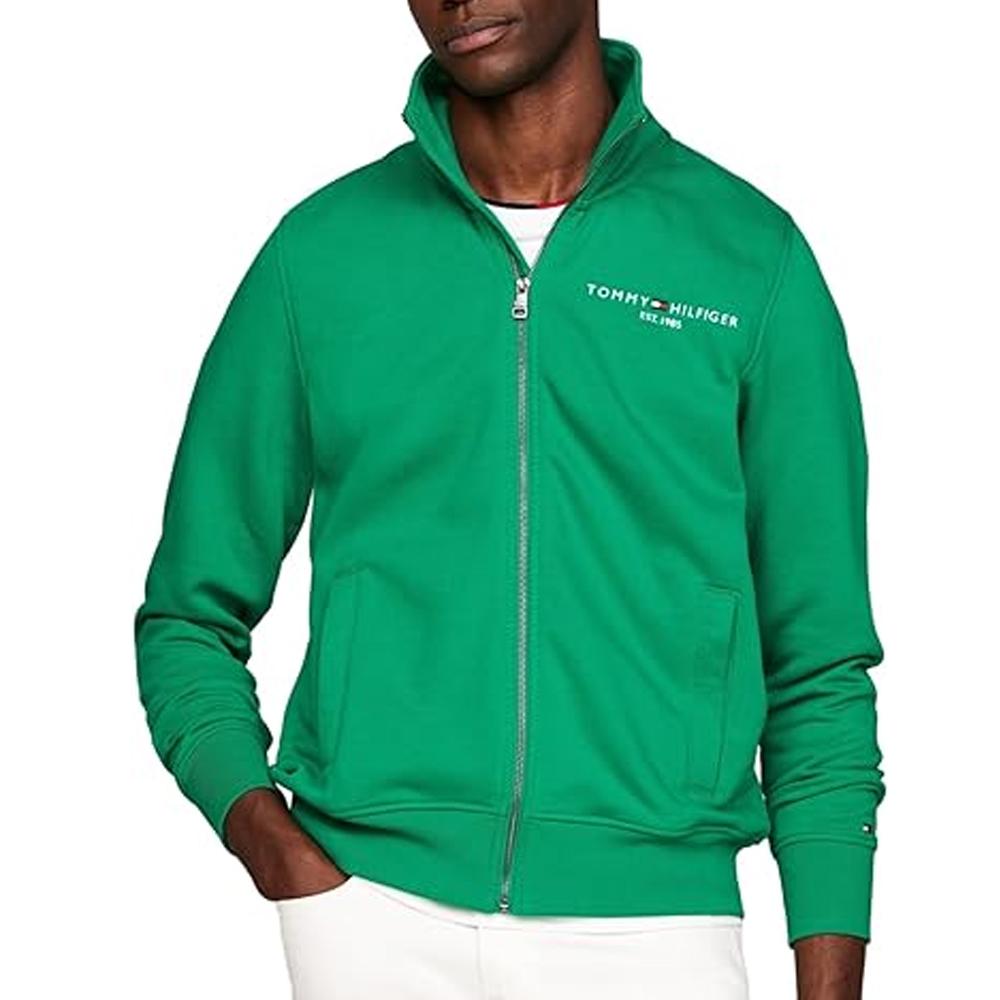 Sweat Zippé Vert Homme Tommy Hilfiger Logo Zip pas cher