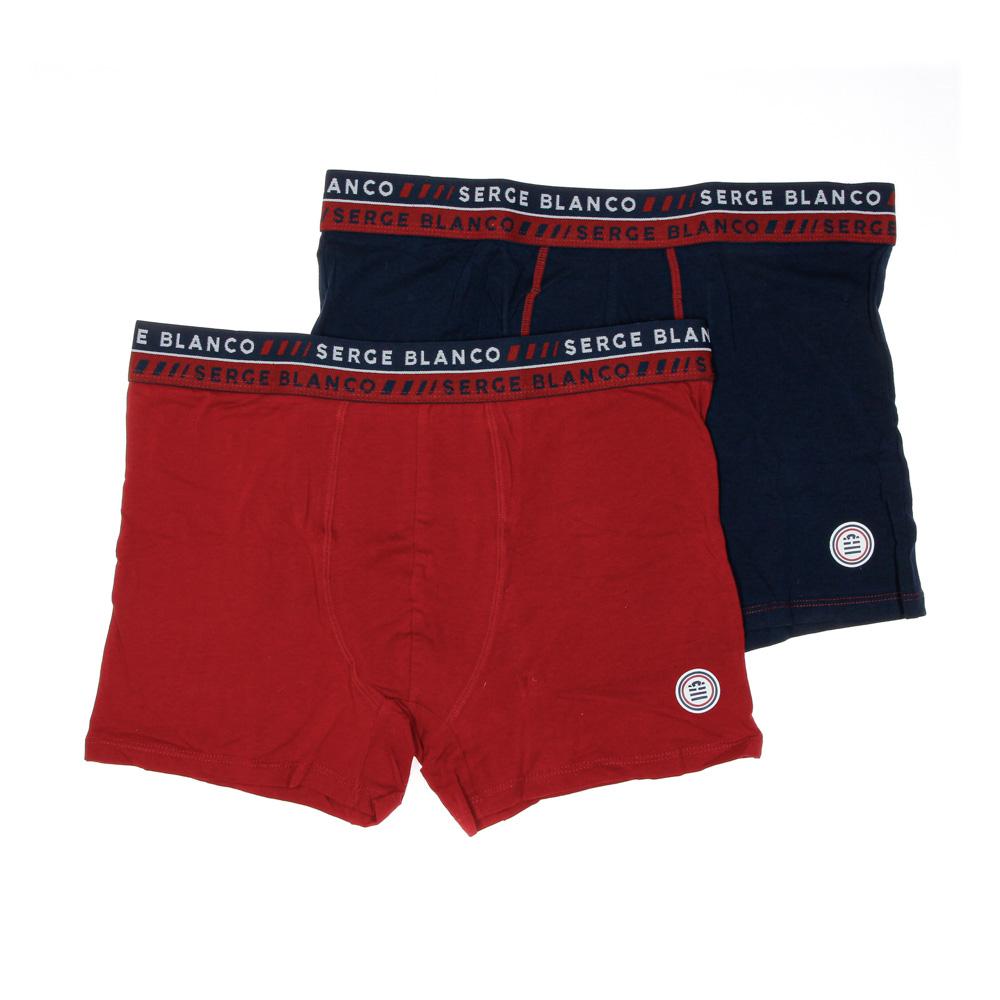 x2 Boxers Bordeaux/Marine Homme Serge Blanco Class3 pas cher