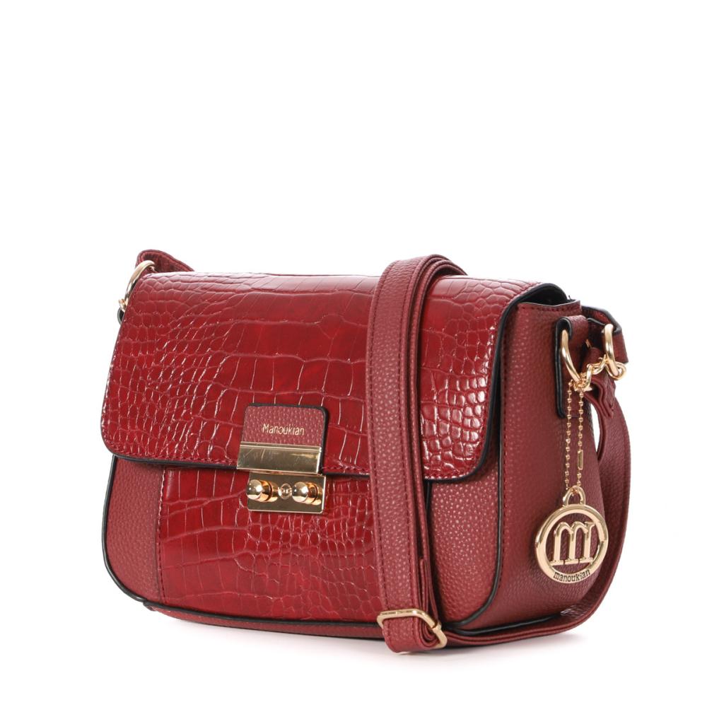 Sac Bandoulière Rouge Femme Manoukian Forest vue 3