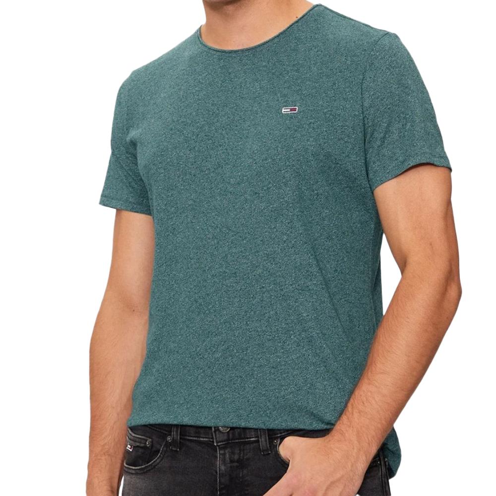 T-shirt Bleu/Vert Homme Tommy Hilfiger Slim Jaspe pas cher