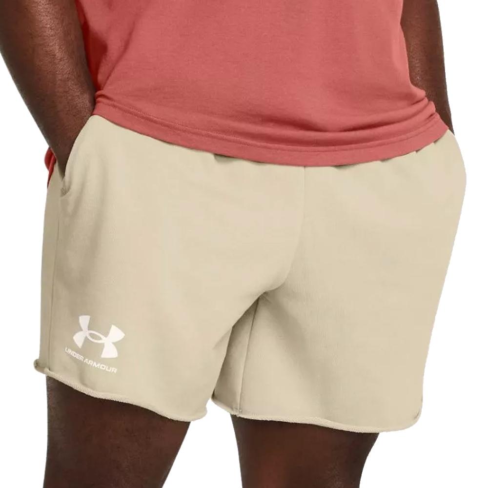 Short Beige Homme Under Armour Rival Terry 6 pas cher