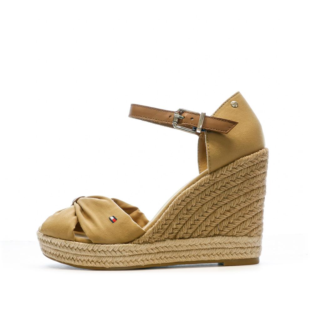 Sandales Compensées Camel Femme Tommy Hilfiger 10cm pas cher