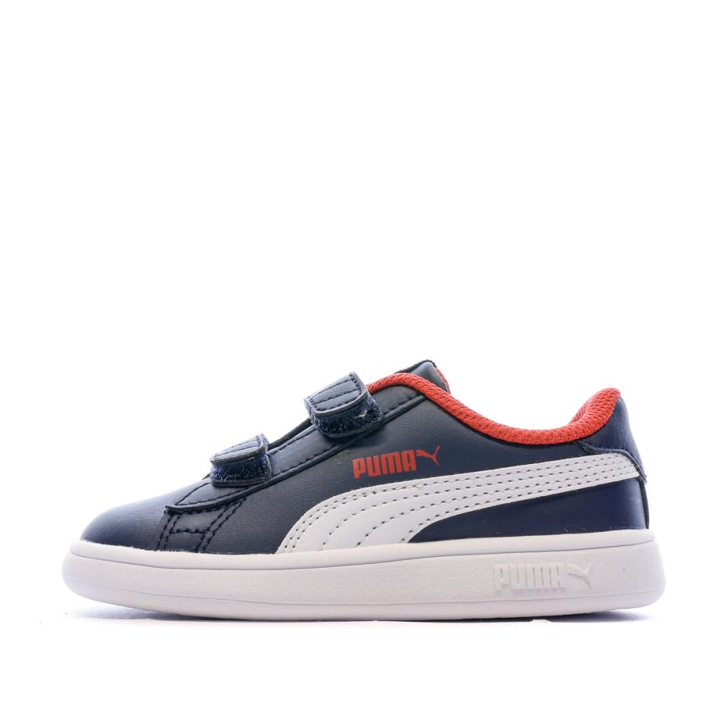 Baskets Bleu Marine bébé Puma Smash V2 pas cher