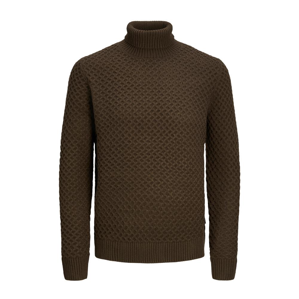 Pull Col roulé Marron Homme Jack & Jones Roll Neck pas cher