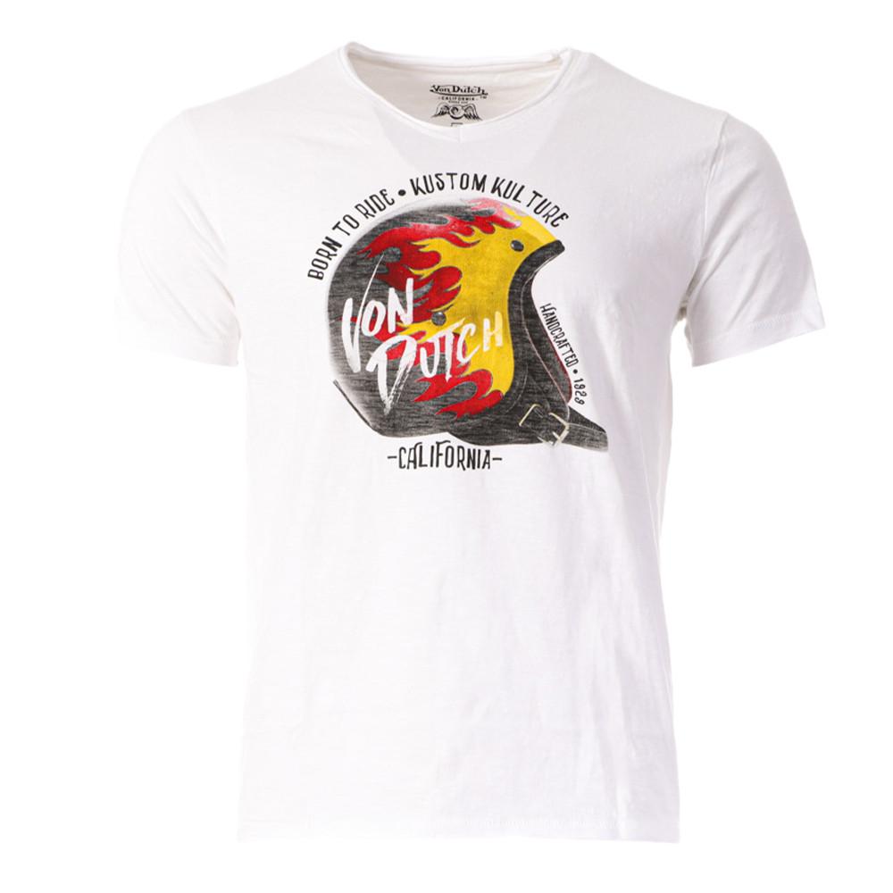 T-shirt Blanc Homme Von Dutch BUCK pas cher