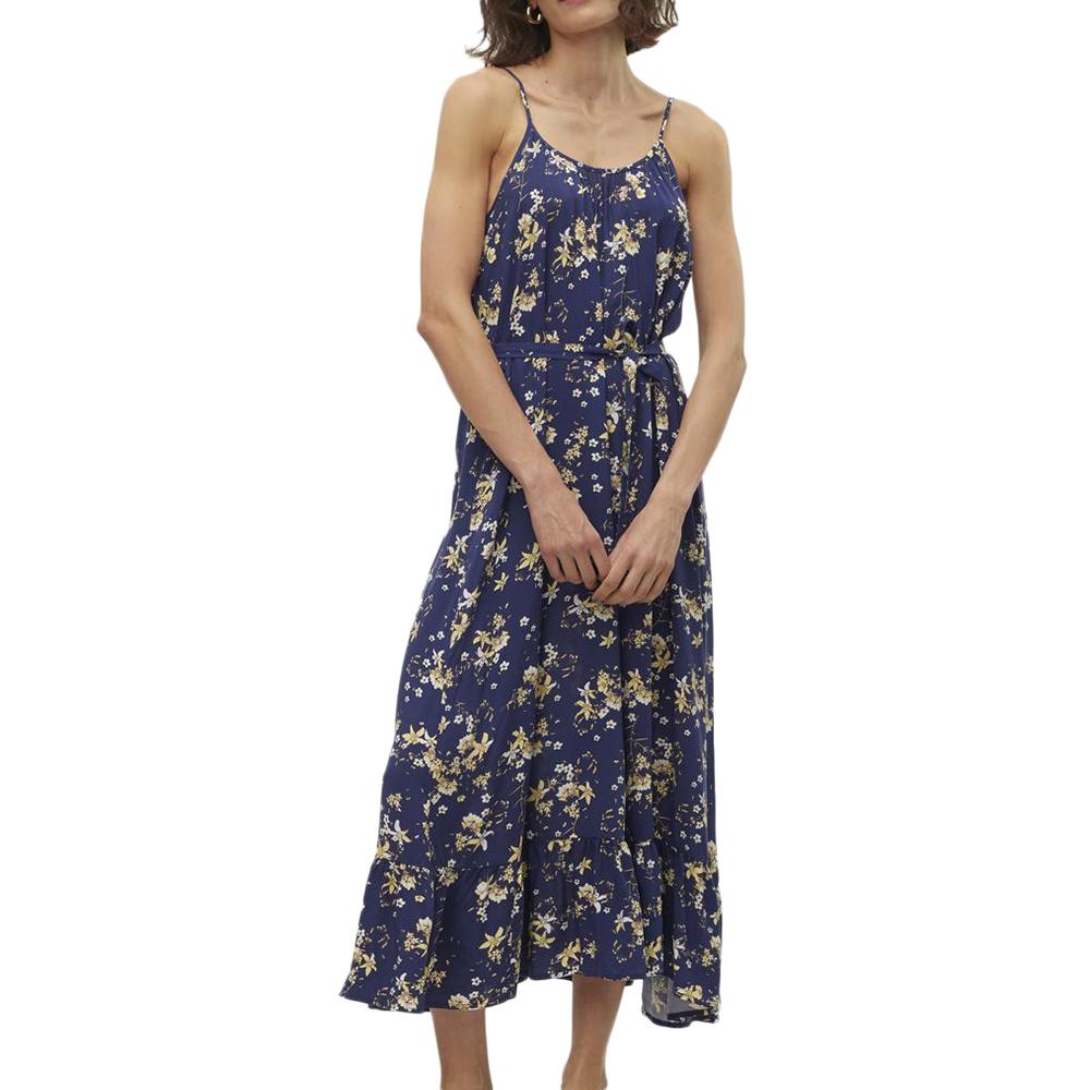 Robe Marine/Jaune à Motifs Femme Vero Moda Easy Joy pas cher