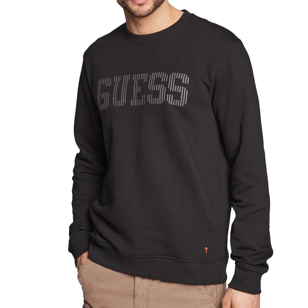 Sweat Noir Homme Guess Beau Cn Fleece pas cher