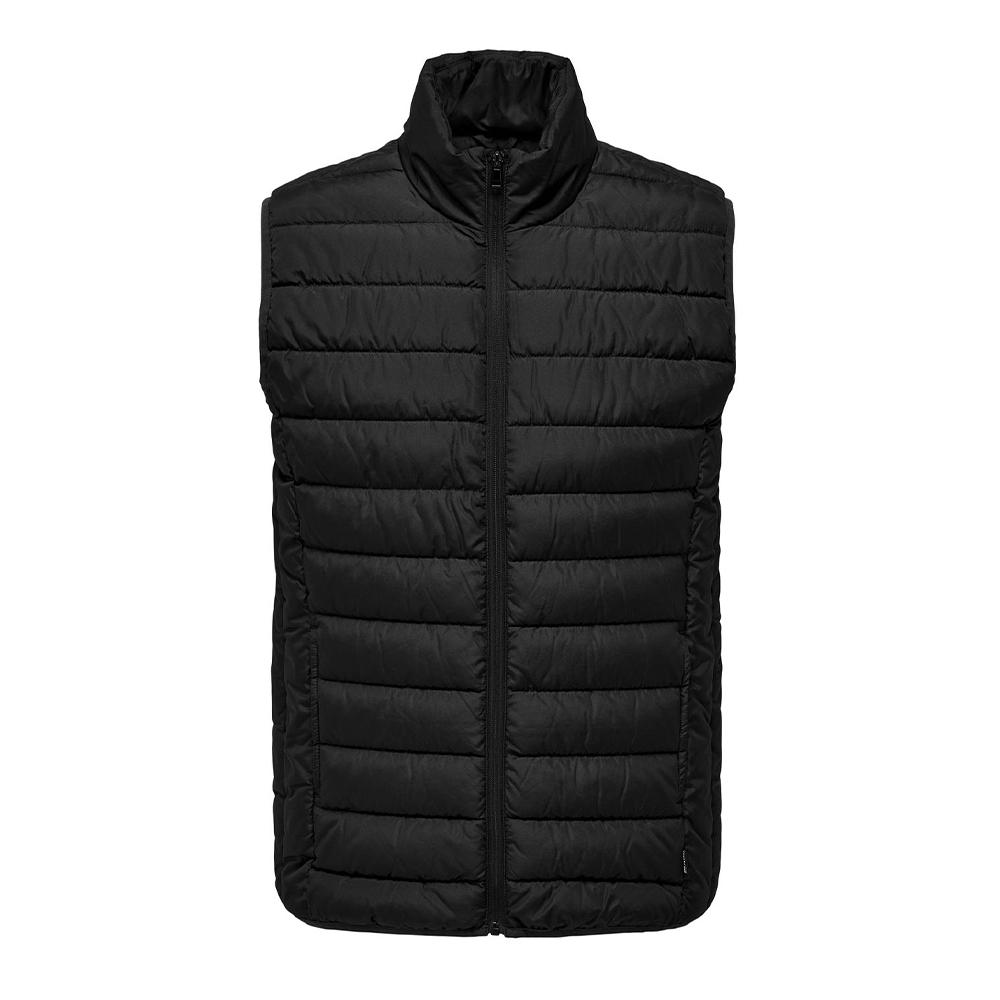 Doudoune sans Manche Noir Homme Only & Sons Quilt Vest pas cher