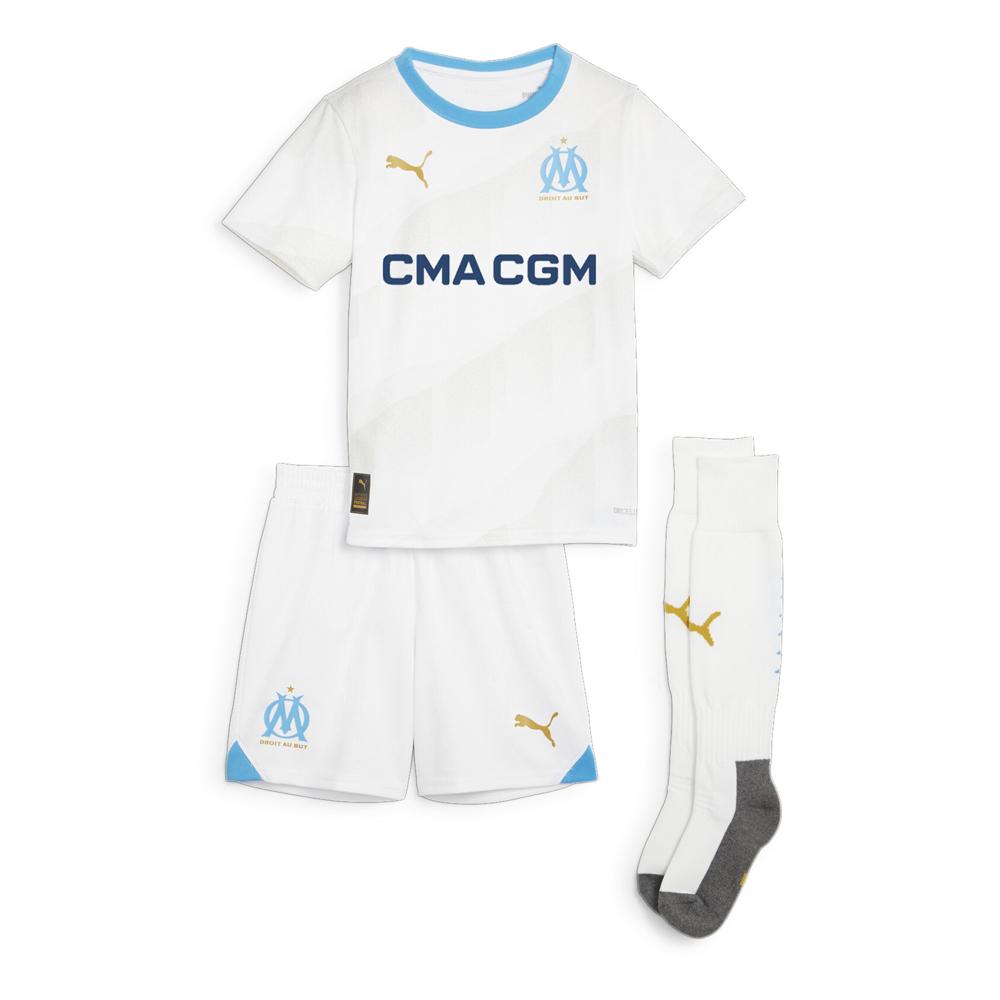 OM Mini-Kit Blanc/Bleu Garçon Puma 23/24 pas cher