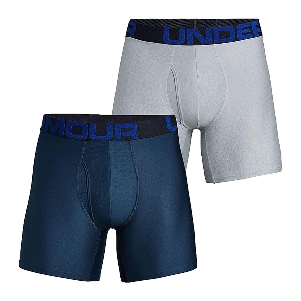 X2 Boxers Long Marine/Gris Homme UNDER ARMOUR 1363619 pas cher