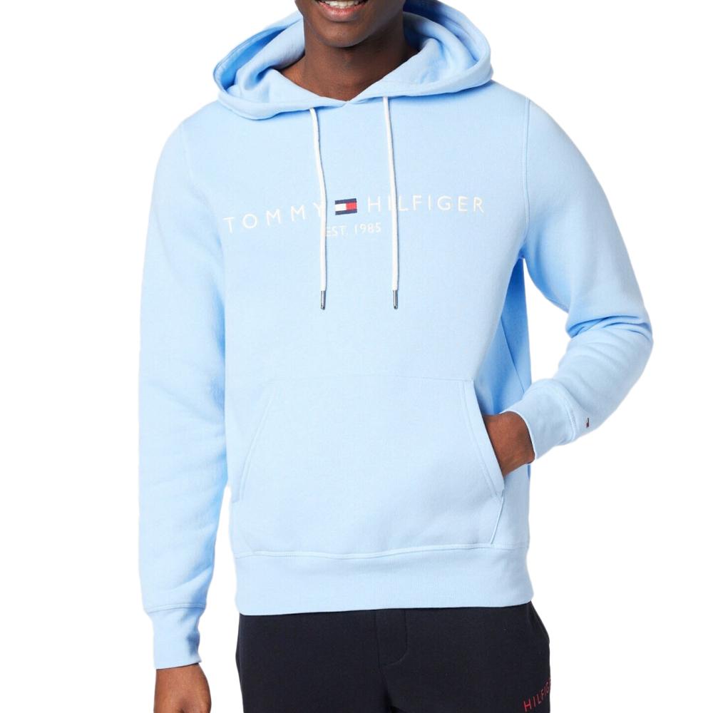 Sweat à Capuche Bleu Homme Tommy Hilfiger Logo Hoodie pas cher