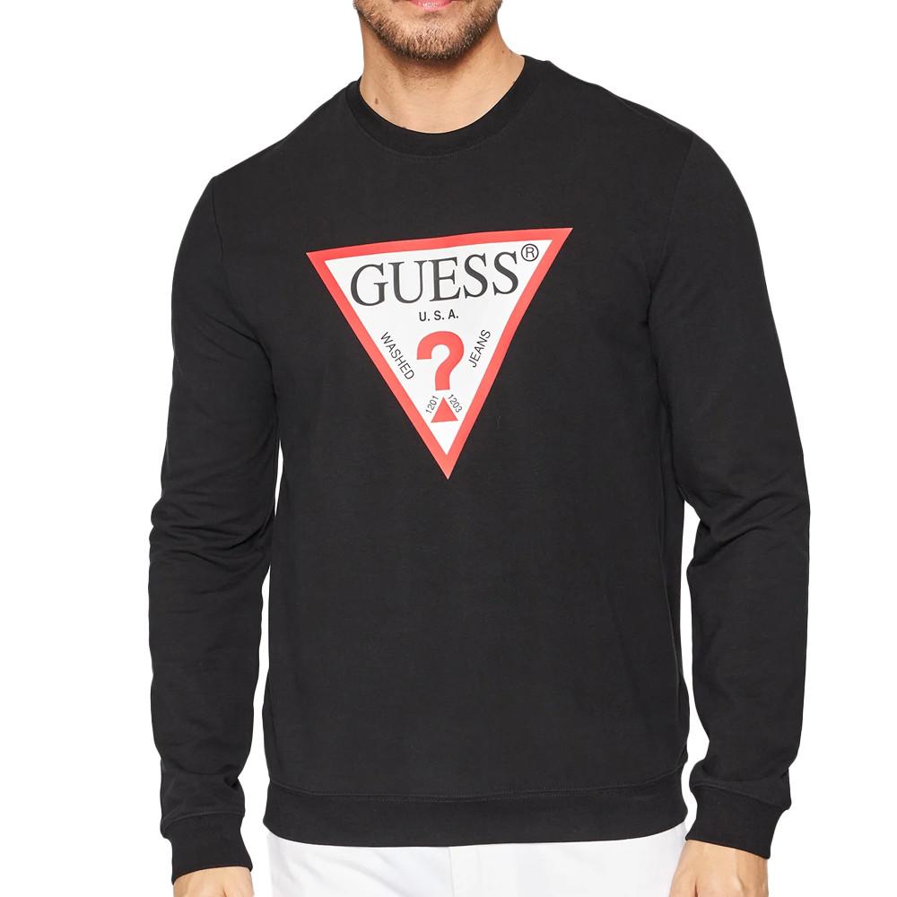 Sweat Noir Homme Guess Triangle Logo pas cher