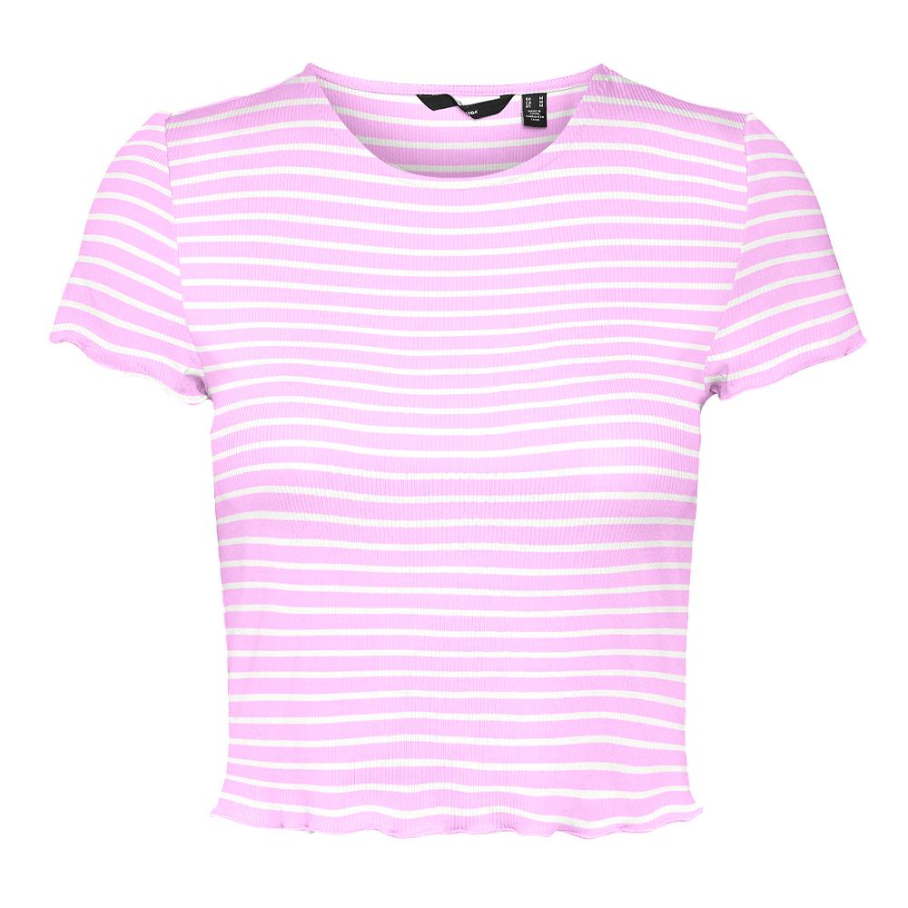 T-Shirt Rose/Blanc Femme Vero Moda Madi Jill pas cher