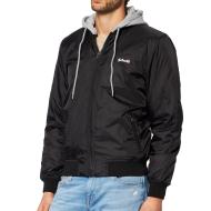 Bomber Noir Homme Schott Bombers Capuche Amovible En Jersey Schott OREGON-KAK pas cher