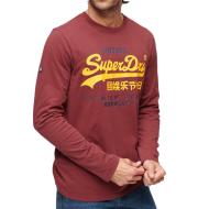 T-shirt Manches Longues Bordeaux Homme SUPERDRY Classic Vl Heritage pas cher