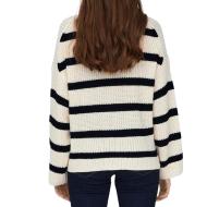 Pull Blanc/Noir Femme JDY Stripe Pullover vue 2