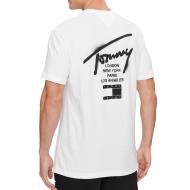 T-Shirt Blanc Homme Tommy Hilfiger Spray Signa vue 2