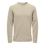 Pull Beige Homme Only & Sons Life Reg pas cher