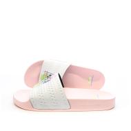 Claquettes Blanches/Rose Homme Adidas Adilette pas cher