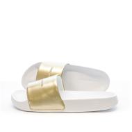 Claquettes Blanc/Doré Femme Tommy Hilfiger Metallic Pool Slide pas cher