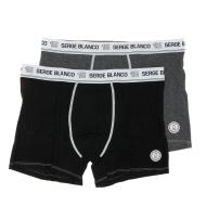 x2 Boxers Gris/Noir Homme Serge Blanco CLASS1 pas cher