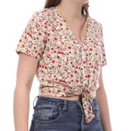 Blouse Blanche/Jaune à fleurs Femme Vero Moda Easy pas cher