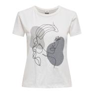 T-shirt Blanc/Gris Femme JDY Life pas cher