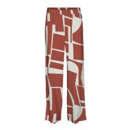 Pantalon Fluide Beige/Orange à Motifs Femme Vero Moda Easy Joy