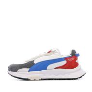 Basket Blanche/Rouge Garçon Puma Wild Rider pas cher