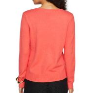 Pull Col V Rose Fluo Femme Vila 69 vue 2