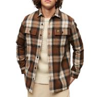 Chemise Marron/Gris Homme Superdry Wool Miller pas cher