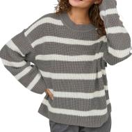 Pull Blanc/Gris Femme JDY Stripe Pullover