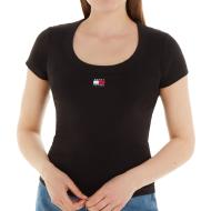 T-shirt Noir Femme Tommy Hilfiger Badge pas cher