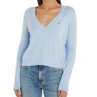 Pull Bleu Femme Tommy Hilfiger Essential Vneck pas cher