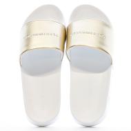 Claquettes Blanc/Doré Femme Tommy Hilfiger Metallic Pool Slide vue 3