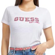 T-shirt Blanc Femme Guess College pas cher